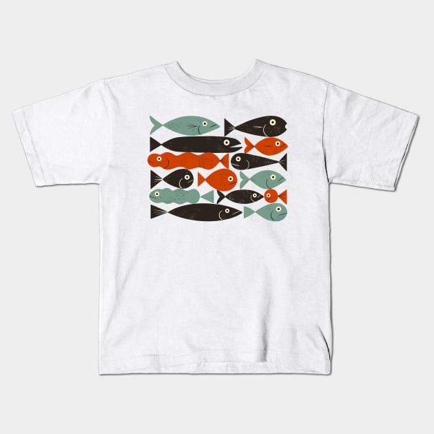 Fish Shapes Kids T-Shirt by Renea L Thull
